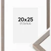 Ramme Ares Grå 20x25 cm - Passepartout Hvid B6 125x176 mm