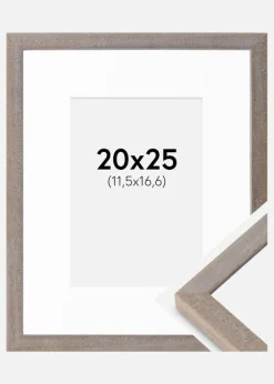 Ramme Ares Grå 20x25 cm - Passepartout Hvid B6 125x176 mm