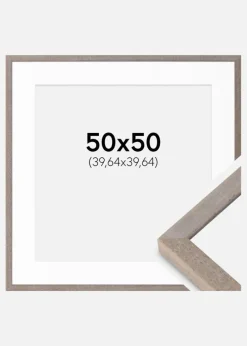 Ramme Ares Grå 50x50 cm - Passepartout Hvid 16x16 inches