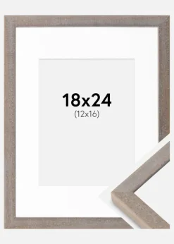 Ramme Ares Grå 18x24 cm - Passepartout Hvid 13x17 cm