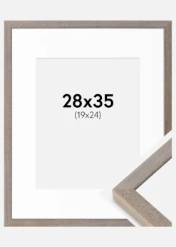 Ramme Ares Grå 28x35 cm - Passepartout Hvid 20x25 cm
