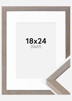 Ramme Ares Grå 18x24 cm - Passepartout Hvid 13x18 cm