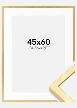 Ramme Ares Guld 45x60 cm - Passepartout Hvid 14x20 inches