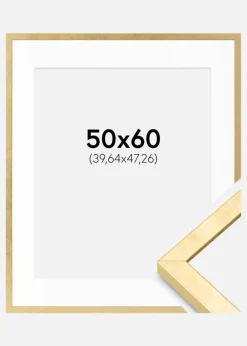 Ramme Ares Guld 50x60 cm - Passepartout Hvid 16x19 inches
