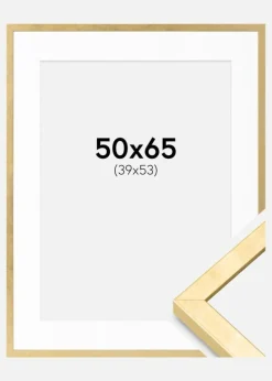 Ramme Ares Guld 50x65 cm - Passepartout Hvid 40x54 cm