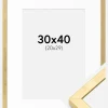 Ramme Ares Guld 30x40 cm - Passepartout Hvid 21x30 cm