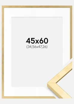 Ramme Ares Guld 45x60 cm - Passepartout Hvid 14x19 inches