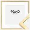 Ramme Ares Guld 40x40 cm - Passepartout Hvid 30x30 cm