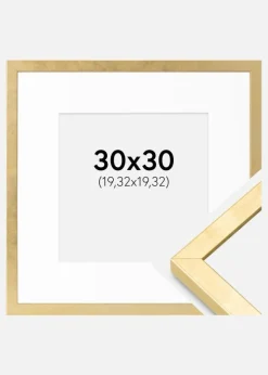 Ramme Ares Guld 30x30 cm - Passepartout Hvid 8x8 inches