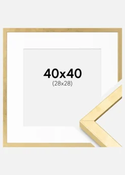 Ramme Ares Guld 40x40 cm - Passepartout Hvid 29x29 cm