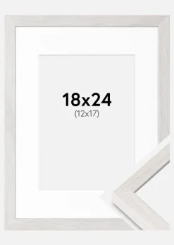 Ramme Ares Hvid Eg 18x24 cm - Passepartout Hvid 13x18 cm