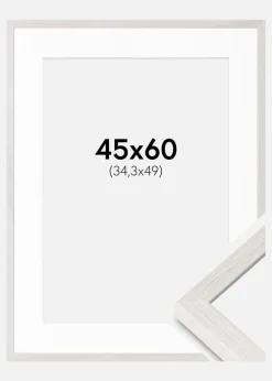 Ramme Ares Hvid Eg 45x60 cm - Passepartout Hvid B3 353x500 mm