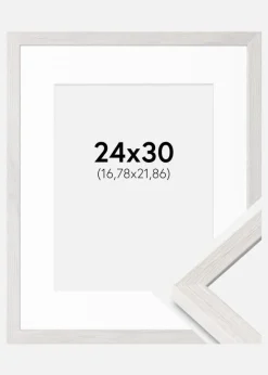 Ramme Ares Hvid Eg 24x30 cm - Passepartout Hvid 7x9 inches