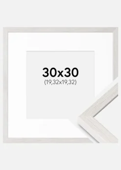 Ramme Ares Hvid Eg 30x30 cm - Passepartout Hvid 8x8 inches