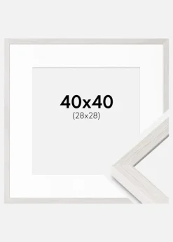 Ramme Ares Hvid Eg 40x40 cm - Passepartout Hvid 29x29 cm