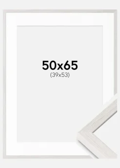 Ramme Ares Hvid Eg 50x65 cm - Passepartout Hvid 40x54 cm