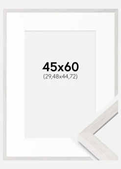 Ramme Ares Hvid Eg 45x60 cm - Passepartout Hvid 12x18 inches