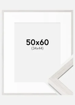Ramme Ares hvid Eg 50x60 cm - Passepartout Hvid 35x45 cm