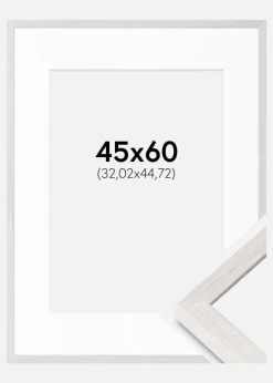 Ramme Ares Hvid Eg 45x60 cm - Passepartout Hvid 13x18 inches