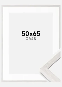 Ramme Ares hvid Eg 50x65 cm - Passepartout Hvid 40x55 cm