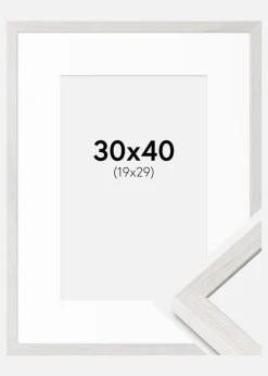 Ramme Ares Hvid Eg 30x40 cm - Passepartout Hvid 20x30 cm