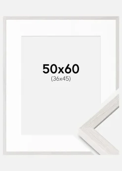 Ramme Ares Hvid Eg 50x60 cm - Passepartout Hvid 37x46 cm