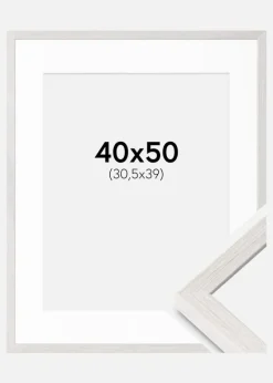 Ramme Ares Hvid Eg 40x50 cm - Passepartout Hvid 31,5x40 cm