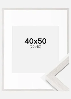 Ramme Ares Hvid Eg 40x50 cm - Passepartout Hvid 30x41 cm