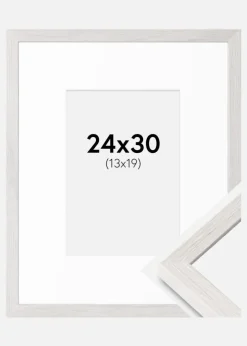 Ramme Ares Hvid Eg 24x30 cm - Passepartout Hvid 14x20 cm