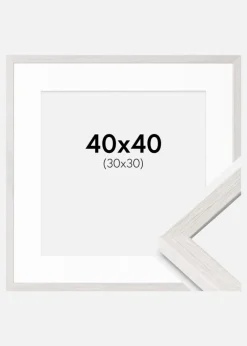 Ramme Ares Hvid Eg 40x40 cm - Passepartout Hvid 31x31 cm