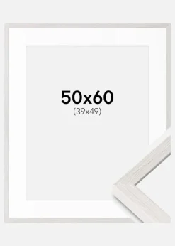 Ramme Ares Hvid Eg 50x60 cm - Passepartout Hvid 40x50 cm