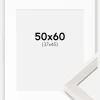 Ramme Ares hvid Eg 50x60 cm - Passepartout Hvid 38x46 cm