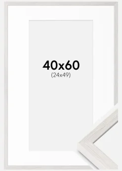 Ramme Ares Hvid Eg 40x60 cm - Passepartout Hvid 25x50 cm