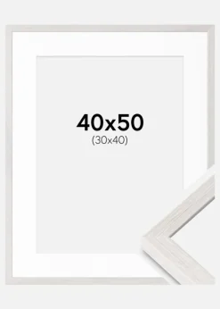 Ramme Ares Hvid Eg 40x50 cm - Passepartout Hvid 31x41 cm