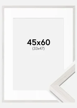 Ramme Ares Hvid Eg 45x60 cm - Passepartout Hvid 34x48 cm