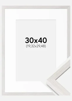Ramme Ares Hvid Eg 30x40 cm - Passepartout Hvid 8x12 inches