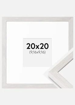 Ramme Ares Hvid Eg 20x20 cm - Passepartout Hvid 4x4 inches