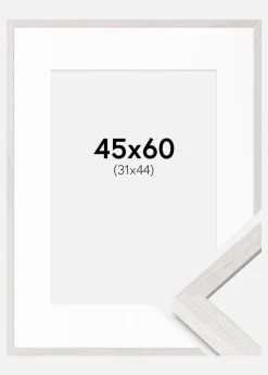 Ramme Ares Hvid Eg 45x60 cm - Passepartout Hvid 32x45 cm