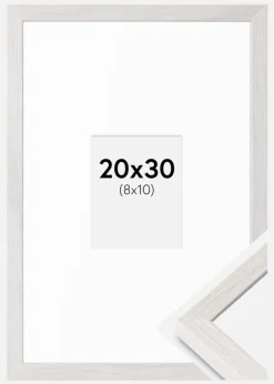 Ramme Ares hvid Eg 20x30 cm - Passepartout Hvid 9x11 cm