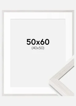 Ramme Ares Hvid Eg 50x60 cm - Passepartout Hvid 41x51 cm