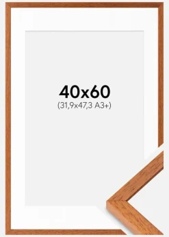 Ramme Ares Kirsebær 40x60 cm - Passepartout Hvid 32,9x48,3 cm