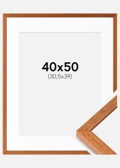 Ramme Ares Kirsebær 40x50 cm - Passepartout Hvid 31,5x40 cm