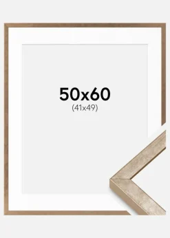 Ramme Ares Messing 50x60 cm - Passepartout Hvid 42x50 cm