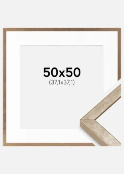 Ramme Ares Messing 50x50 cm - Passepartout Hvid 15x15 inches