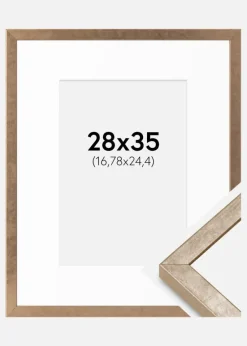 Ramme Ares Messing 28x35 cm - Passepartout Hvid 7x10 inches