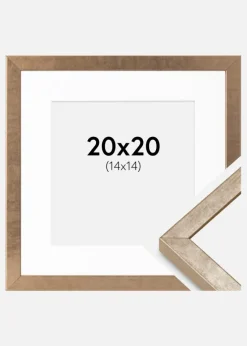 Ramme Ares Messing 20x20 cm - Passepartout Hvid 15x15 cm
