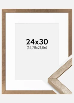 Ramme Ares Messing 24x30 cm - Passepartout Hvid 7x9 inches