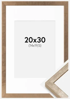 Ramme Ares Messing 20x30 cm - Passepartout Hvid 15x21 cm