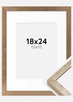 Ramme Ares Messing 18x24 cm - Passepartout Hvid 13x18 cm