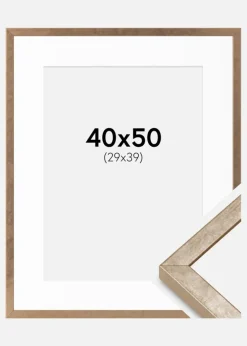 Ramme Ares Messing 40x50 cm - Passepartout Hvid 30x40 cm